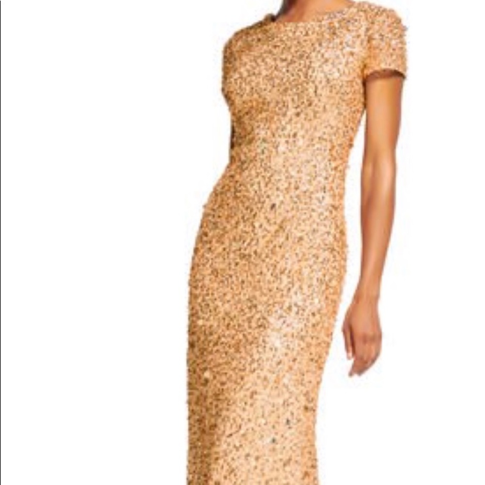 Adriana Papell Champagne Gold Cocktail Dress